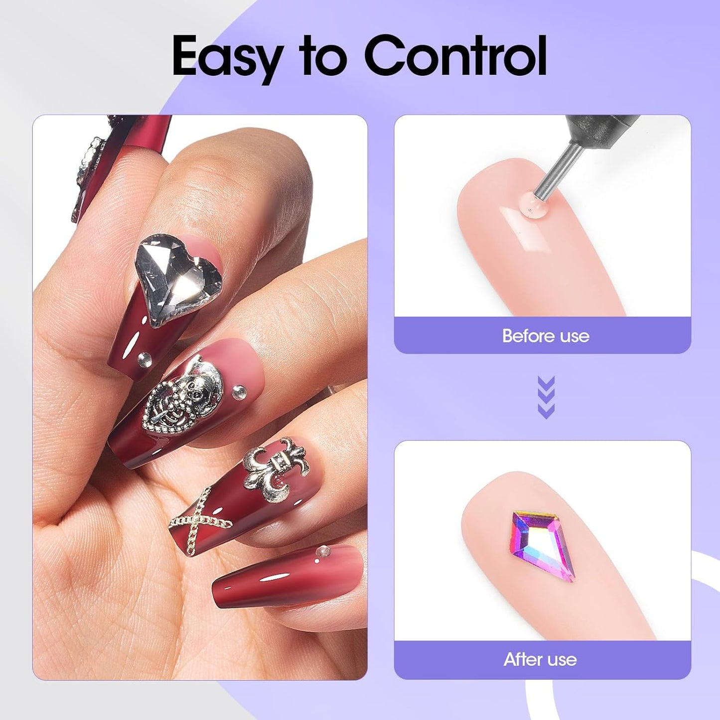 Gellen 30g Rhinestone Glue for Nails, Super Strong Adhesive Gel Nail Glue for Nail Charms, UV Light Needed Nail Gel for 3D Nail Art & Beads & Diamonds & Jewelry