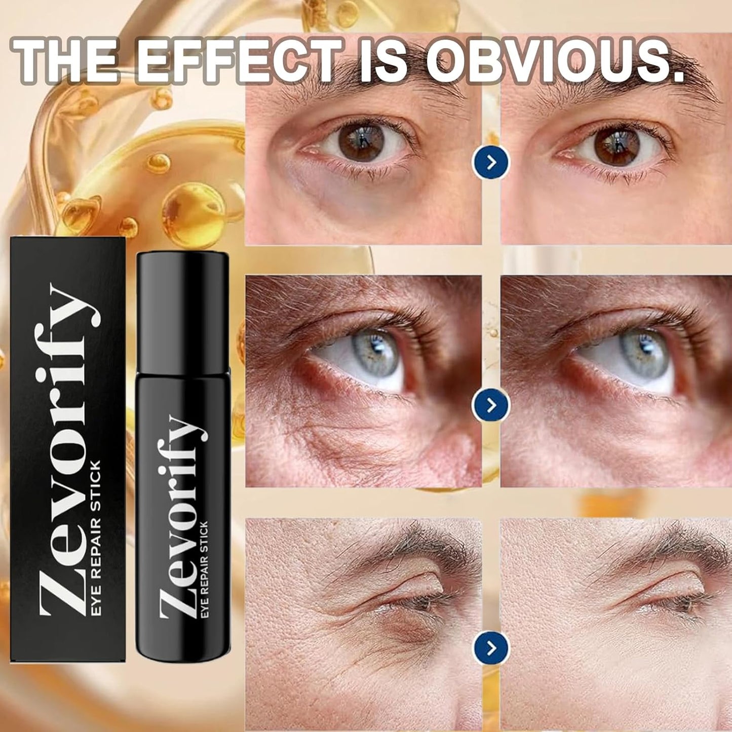 Eye Repair Stick for Men, Under Eye Roller for Eyes Bags and Dark Circles, Cooling Stick Hydrates and Depuffing, Gentle, Natural Formula (1pcs, 0.35 fl.oz)