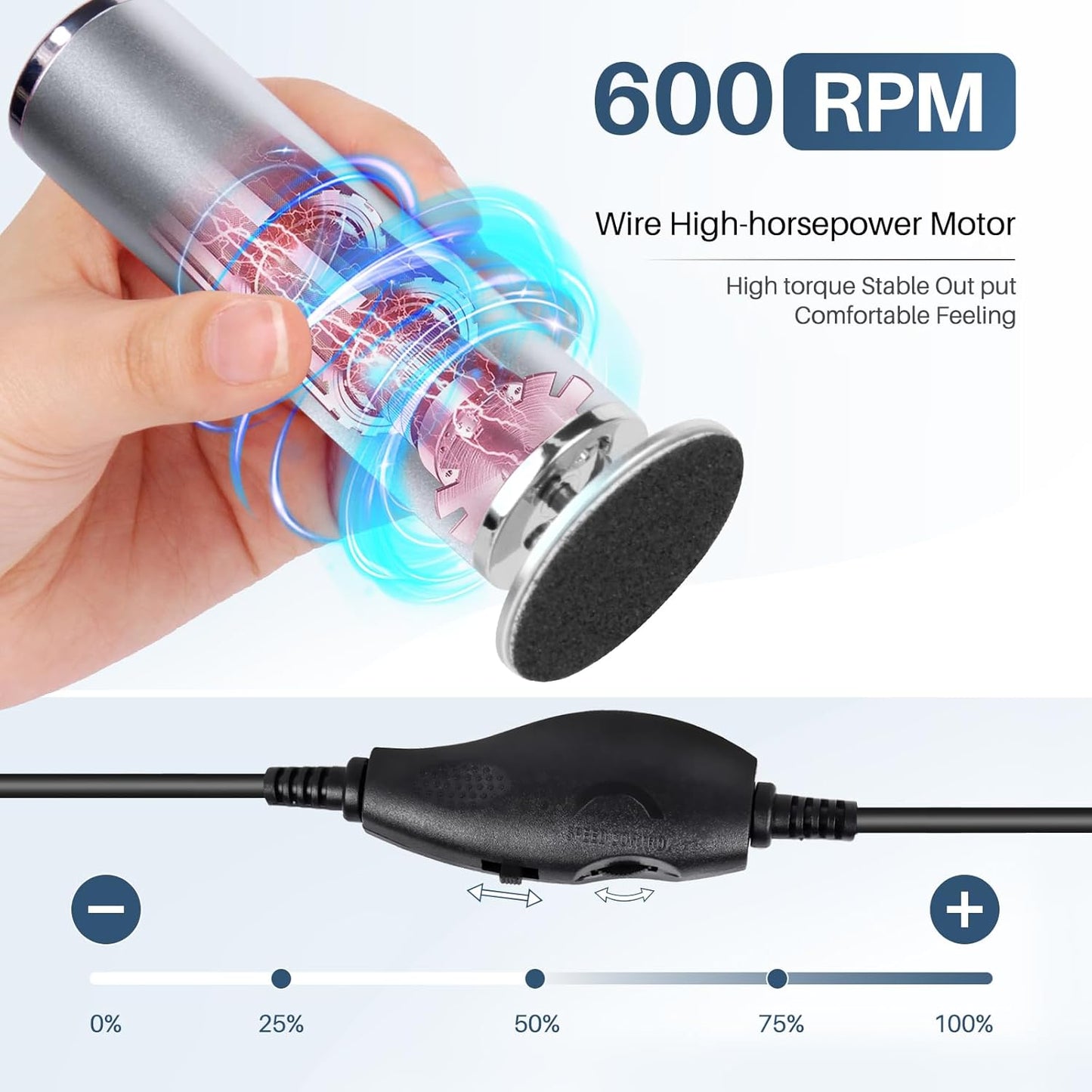 Electric Foot File Remover Callus: Profesional Pedicure Tool for Foot Sander - Summer Adjustable Speed Feet File Grinder for Skin and Calluses - 60 Pcs Replacement Sandpaper Disk for Home Spa Salon