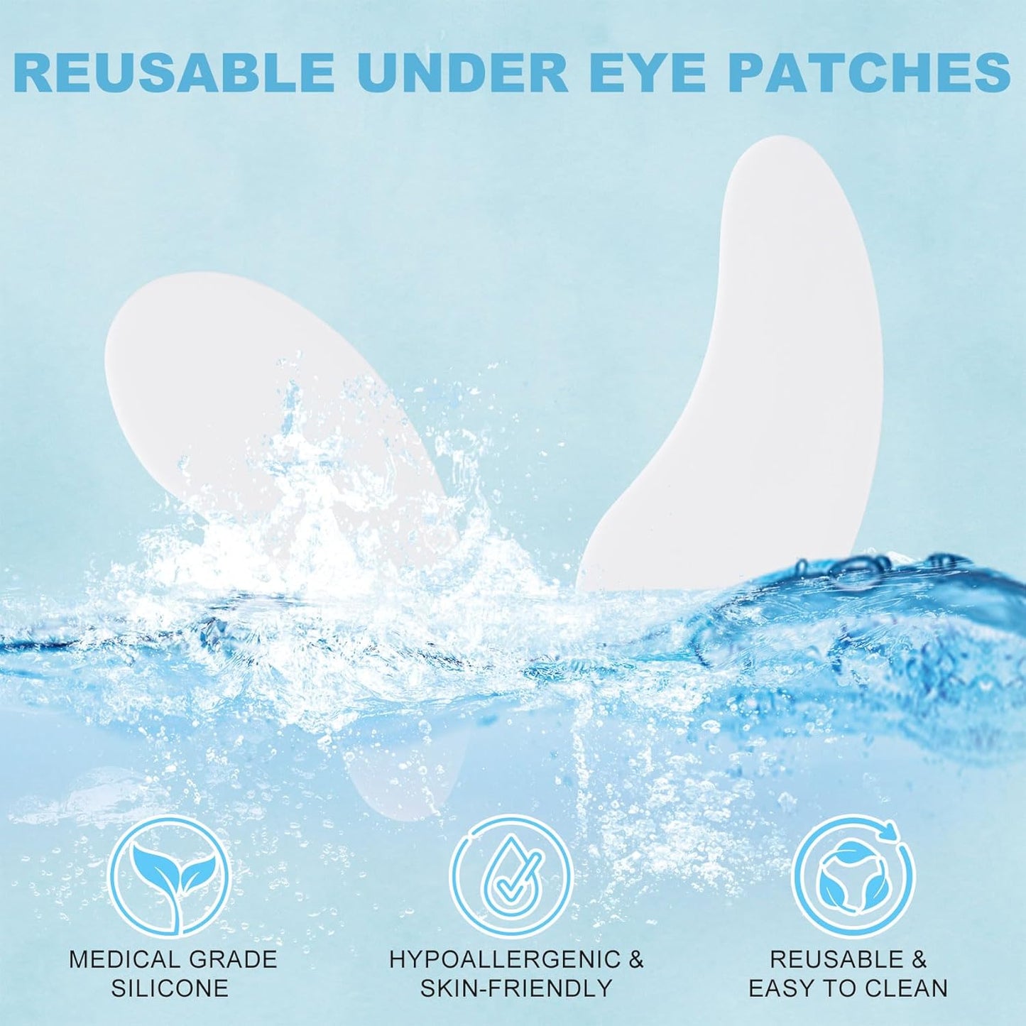 Under Eye Patches 2 Pairs, Silicone Reusable Eye Patches, Under Eye Mask for Skin Care Effect to Reduce Wrinkles and Fine Lines (White)