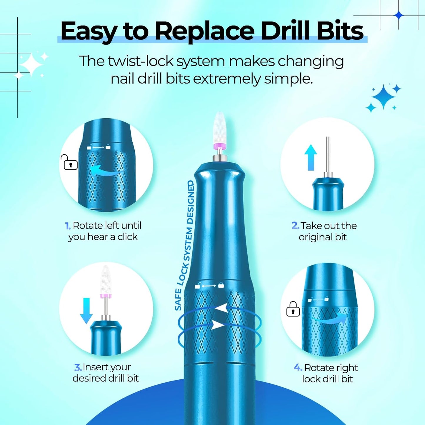 Electric Nail Drill Professional: 40000RPM Electric Nail File Kit E File Nail Drill Machine with LCD Display for Acrylic Gel Nail, Manicure Pedicure Polishing Nail Grinder for Salon Home Use