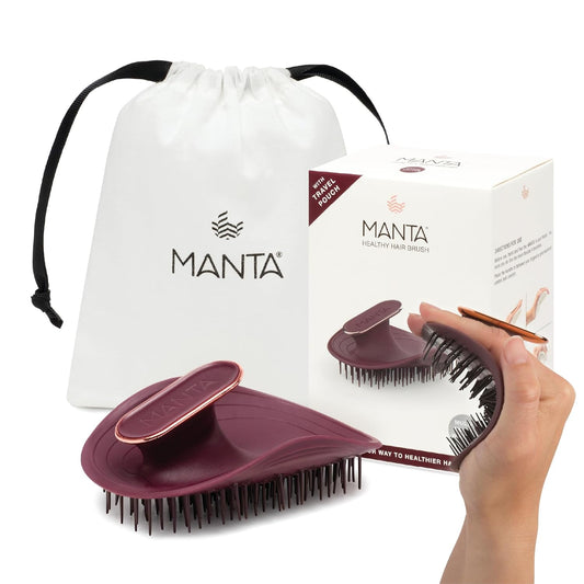 Manta Original Anti-Breakage Hairbrush – Gentle Detangling Brush for Wet & Dry Hair, Flexible Hairbrush for All Types, Healthy Hair Care for Women & Men, Burgundy | alldaygood beauty