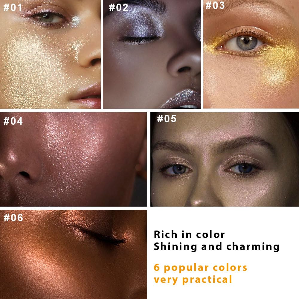 6 Colors Face Highlighter Makeup Palette iluminadores de maquillaje profesional luminizers Cheek Diamond Shimmer Stick Glitter Bronzer and Highlighter Palette makeup illuminators highlighters for face