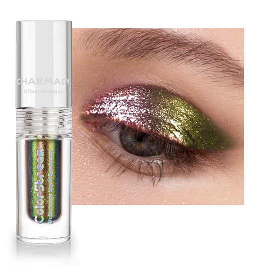 CHARMACY Liquid Duochrome Eyeshadow, Multi-Dimensional Eye Looks, Long Lasting Glitter Eye Shadow Sets Metallic Pigments, Quick Drying, Sparkling Shiny Eye Makeup for Beginners, 1.6g (#21) | alldaygood beauty