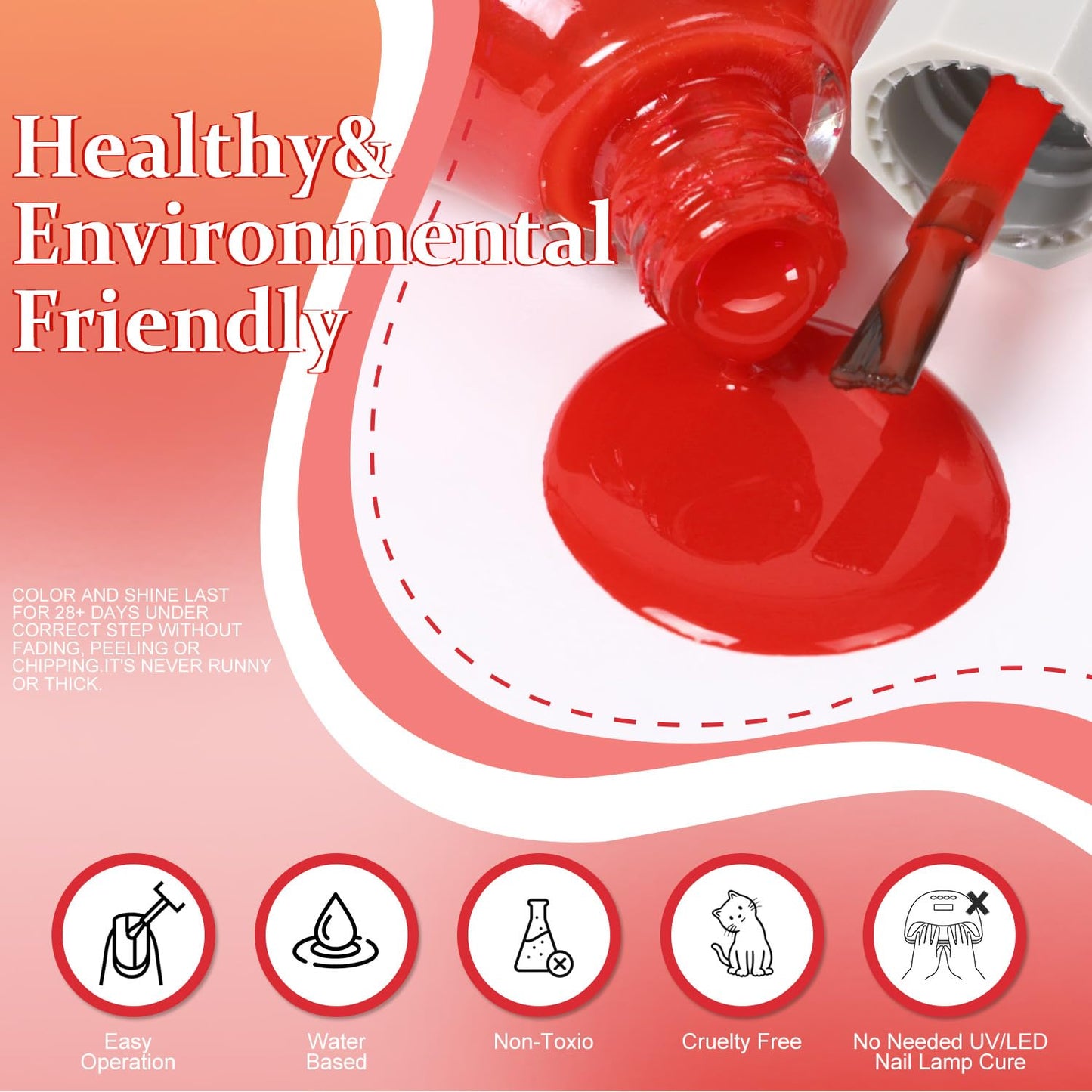 Major Dijit Quick Dry Nail Polish 12ml/0.41fl oz Red Regular Lacquer Fast Drying & Long Lasting Polish Art Effect for Salon