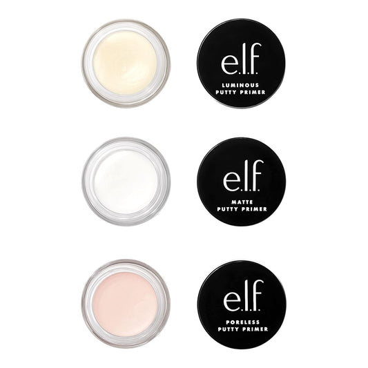 e.l.f. Cosmetics Putty Primer Trio, Includes Poreless Putty, Matte Putty & Luminous Putty, Travel Size, 0.14 Oz (4g) Each, 0.14 ounces | alldaygood beauty
