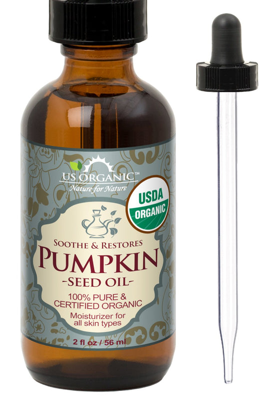US Organic Pumpkin Seed Oil, USDA Certified Organic, Pure, Natural, Cold Pressed Virgin, Unrefined in Amber Glass Bottle w/Glass Eyedropper (Small (2 oz, 56 ml)) | alldaygood beauty