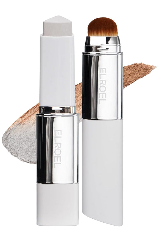 Blanc Cover Cream Stick V White - Korean Color-Changing Foundation Stick with Volufiline - Medium to Full Coverage Dewy Finish Base Makeup - Dual-Ended with Detachable Brush (204 Tan) | alldaygood beauty