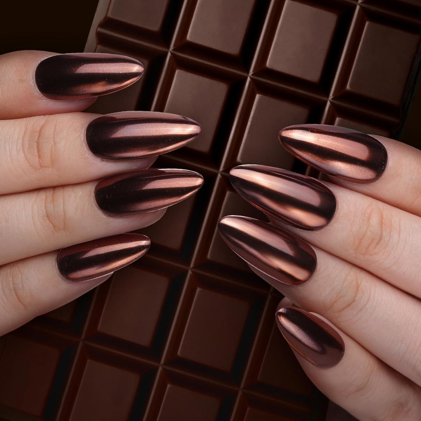 Pretty Diva Chrome Nail Powder - Coffee Chocolate Effect Nail Art Mirror Chrome Nail Powder, Brown Metallic Mirror Chrome Powder Pigment for Nail Art Decoration