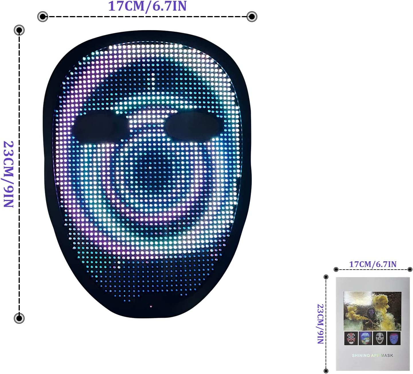 Depointer Life 2023 New Led Mask with Rechargeable Bluetooth-compatible App Controlled, Customizable Shining Mask, LED Lighted Face Transforming Masks For unisex-Adult