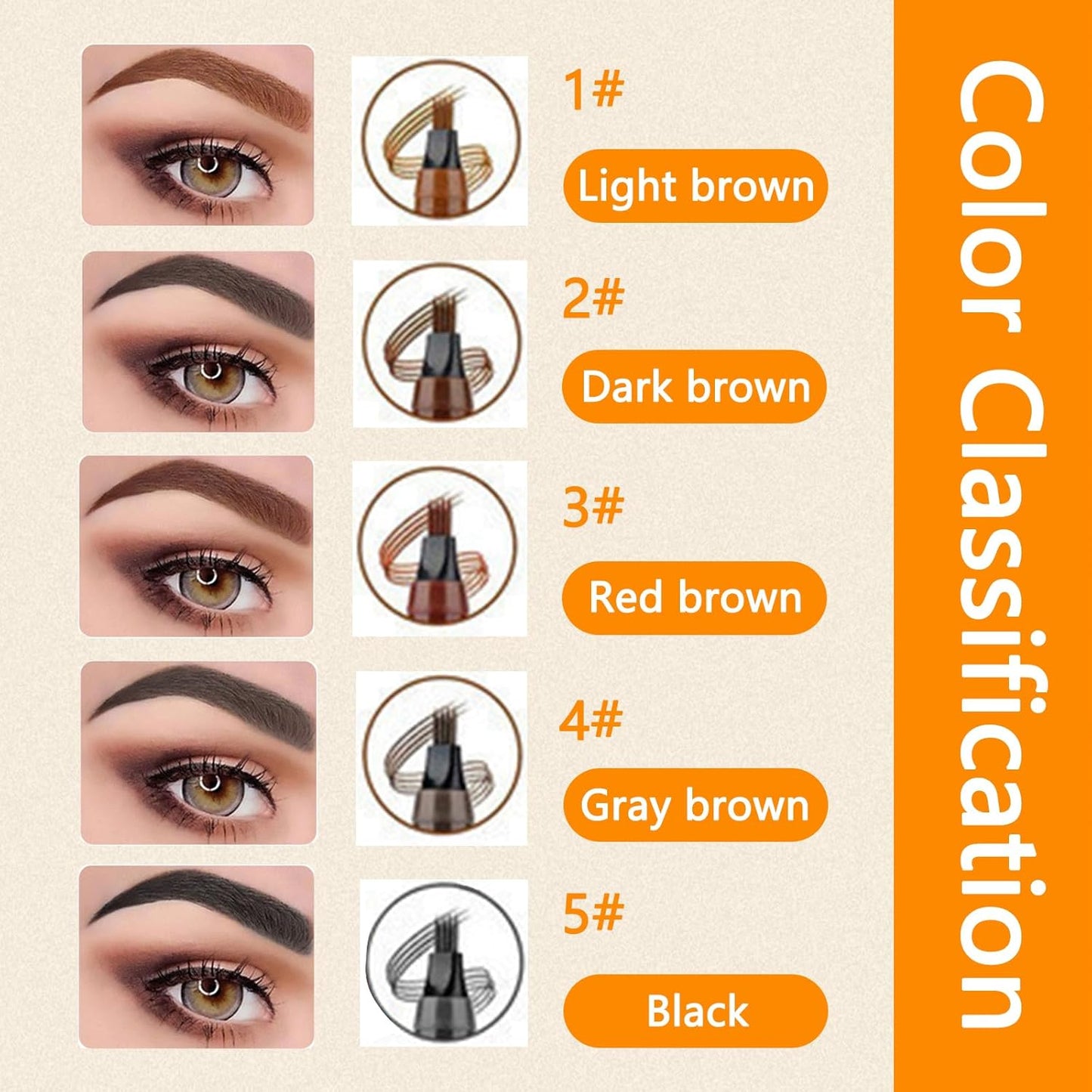 2025 Upgraded Magic Eyebrow Pencil for Women, Long-Lasting Ultra-Fine Tip Waterproof Eye Brow Pencils with 4 Fork, Smudge-Proof Natural Brow Makeup for Women - Light Brown
