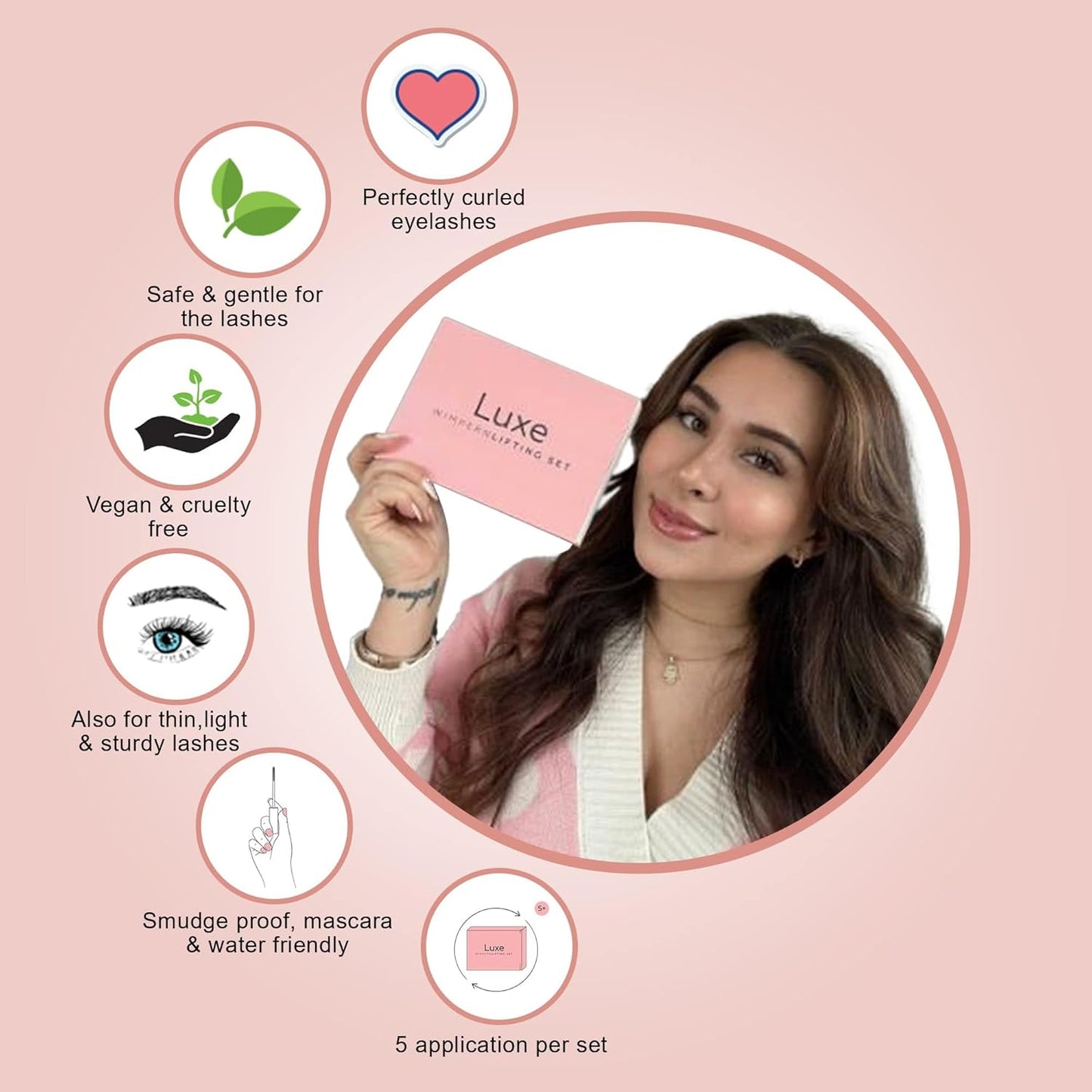 Luxe Cosmetics - Lash Lift Kit - Complete Set for Eyelash Lifting - New Pro Version - Easy to Apply and Long Lasting Finish - Professional Results up to 8 Weeks from Home- Includes 3 Applications