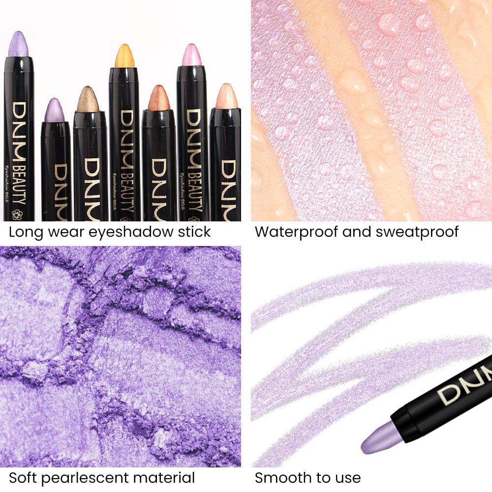 evpct 4Pcs Cream Eyeshadow Pencil Bulk Stick Set for Eyes Waterproof Pink Light Purple Violet Mocha Beige Shimmer Metallic Eyeshadow Crayon Stick sombras en crema para ojos