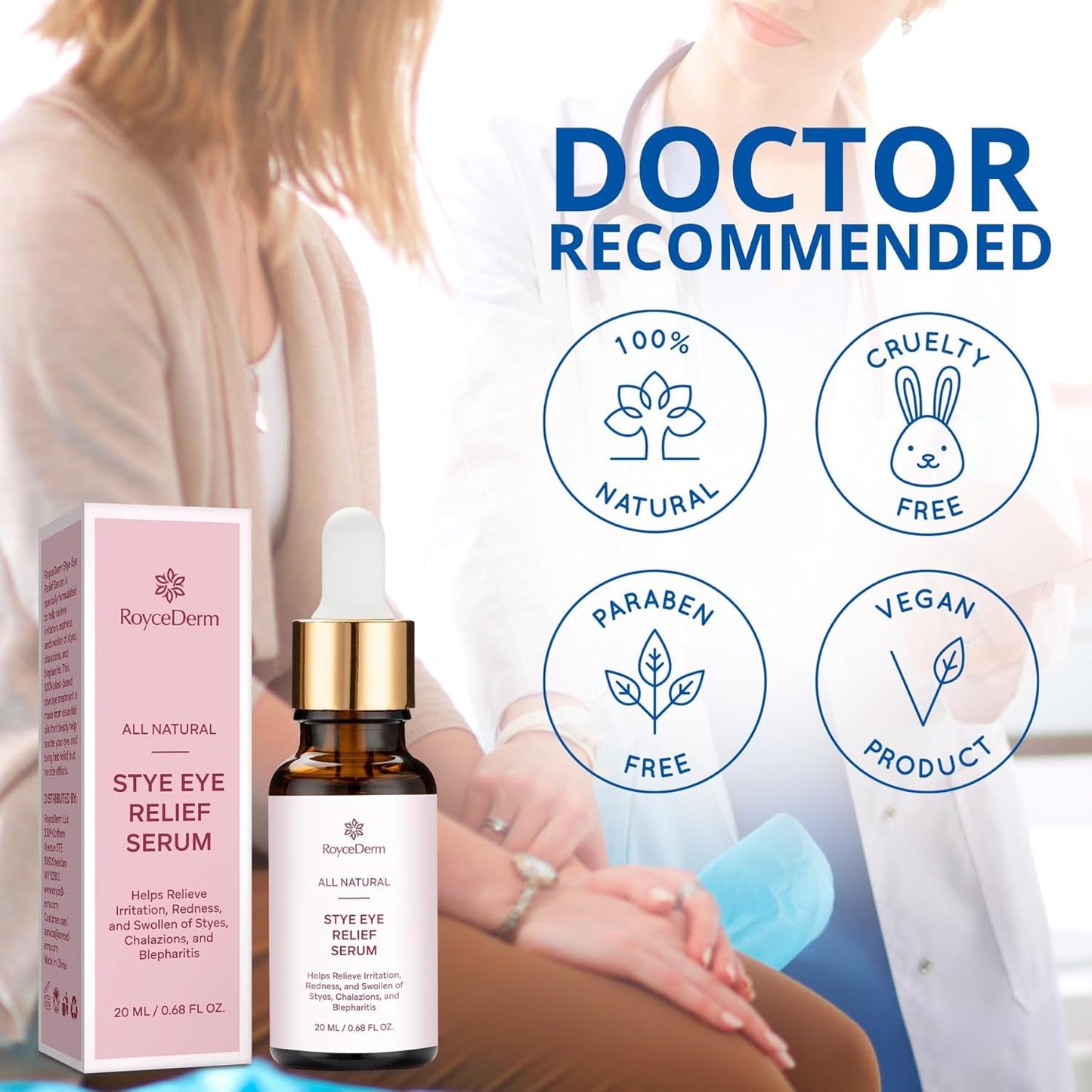 Roycederm Stye Eye Treatment Serum: Natural Stye Remover for Styes Chalazion and Blepharitis - Safe & Fast Relief