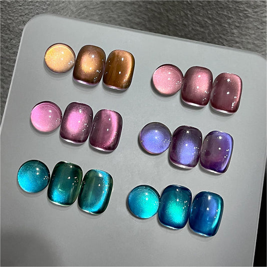 GAOY Glitter Cat Eye Gel Nail Polish Set with Magnet Colorful Galaxy for Holographic Cat Eye, Salon Gel Manicure and Nail Art DIY at Home | alldaygood beauty