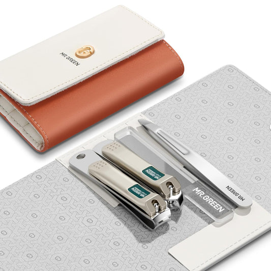 MR.GREEN Colorful Manicure Set Practical Pedicure Kits Nail Clippers Personal Care Tools Facial Hair Scissors with Fashion Case (Mr-6683 Orange) | alldaygood beauty