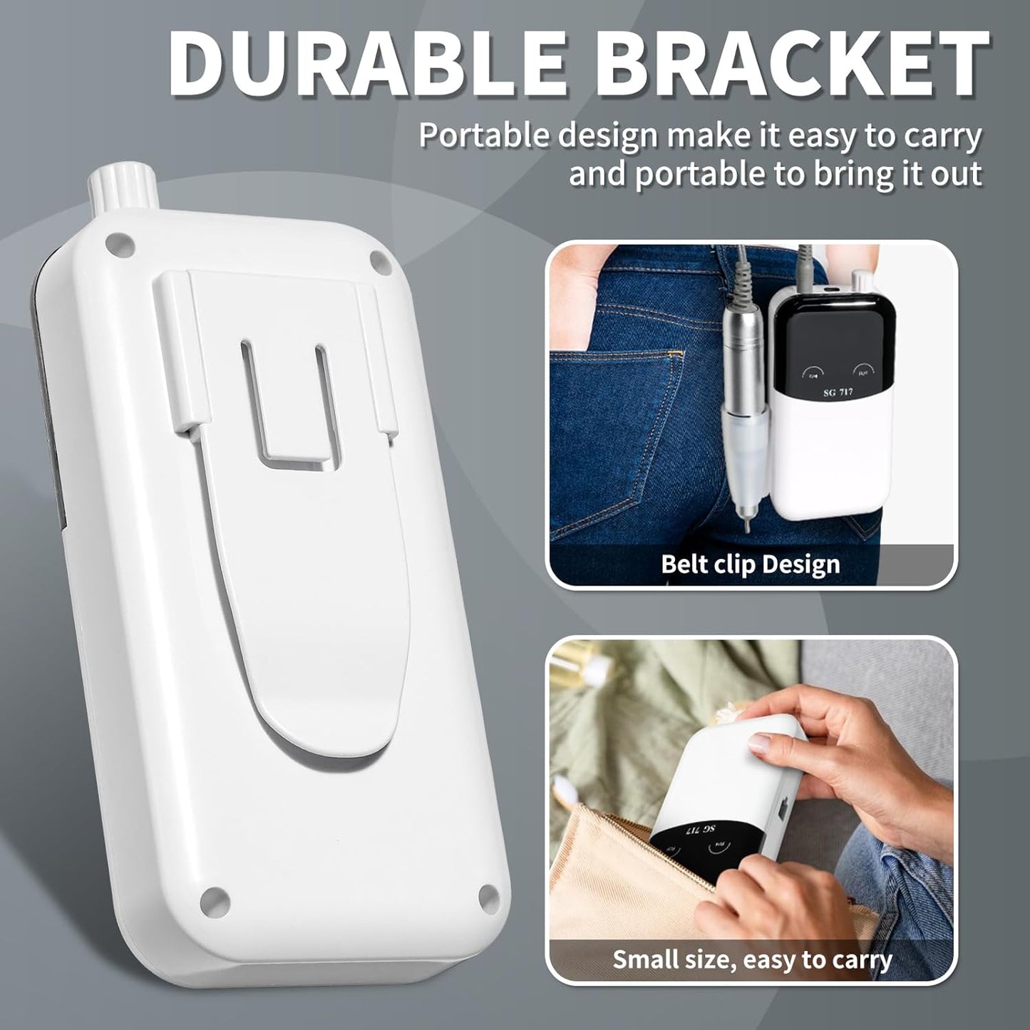 Professional Electric Nail Drill Machine,45000RPM Portable Rechargeable Efile Nail Drill Cordless,Electric Nail File Kit for Women (White)