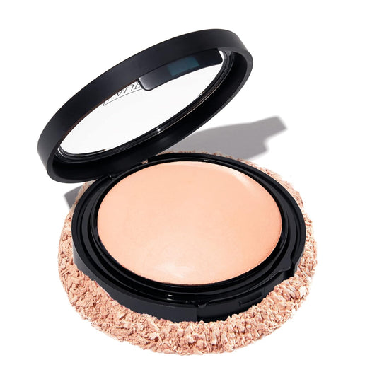 LAURA GELLER NEW YORK Baked Double Take Powder Foundation - Porcelain - Buildable Medium to Full Coverage - Matte Finish | alldaygood beauty