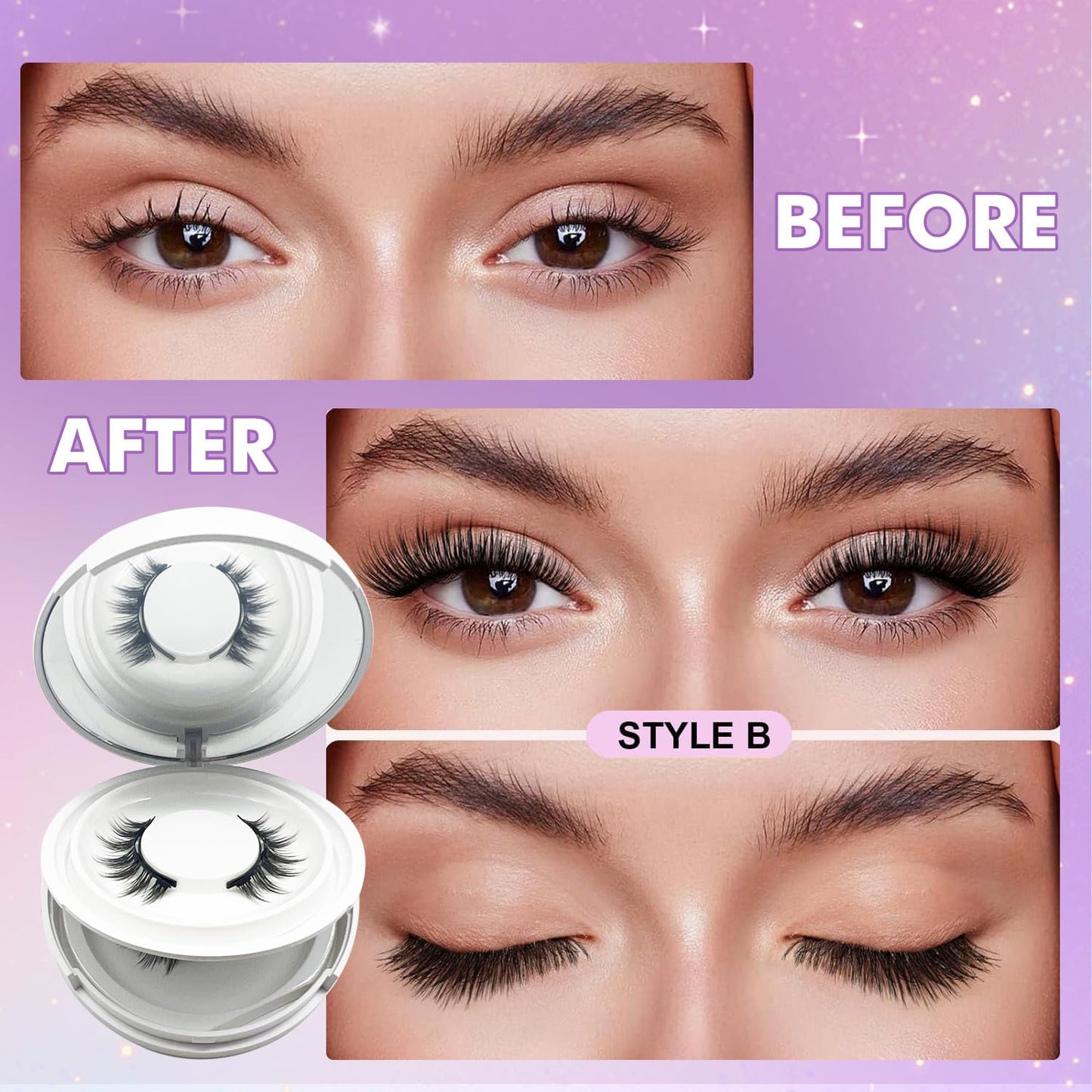 Elara Craft Magnetic Eyelashes with Applicator, Magnetic Eyelashes Natural Look,Reusable Magnet Lashes No Glue Needed Soft Lashes Kit(Natural+Simple+Fuller)