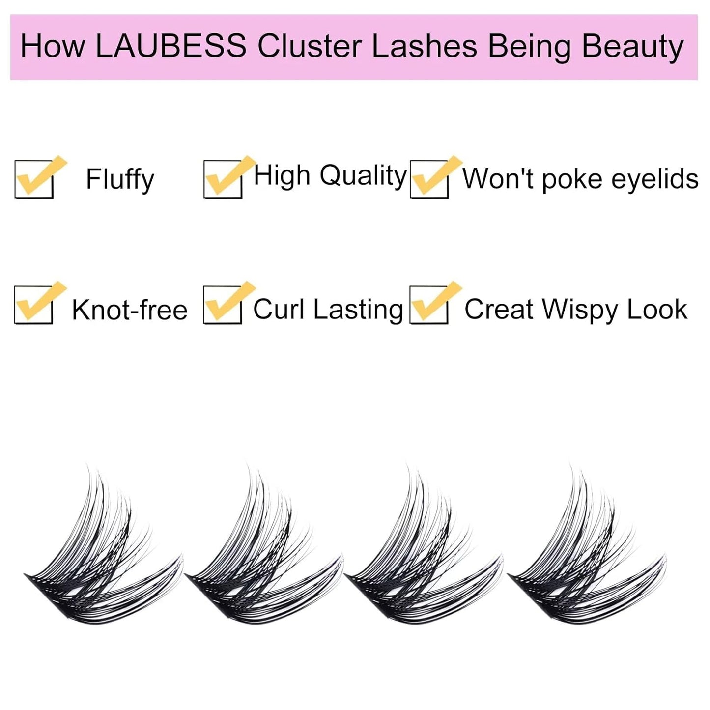 Cluster Lashes Individual Lashes D Curl Lash Clusters Volume Eyelash Clusters DIY Lash Extension Kit Fluffy Cluster Eyelash Extensions (02-0.07D,16mm)