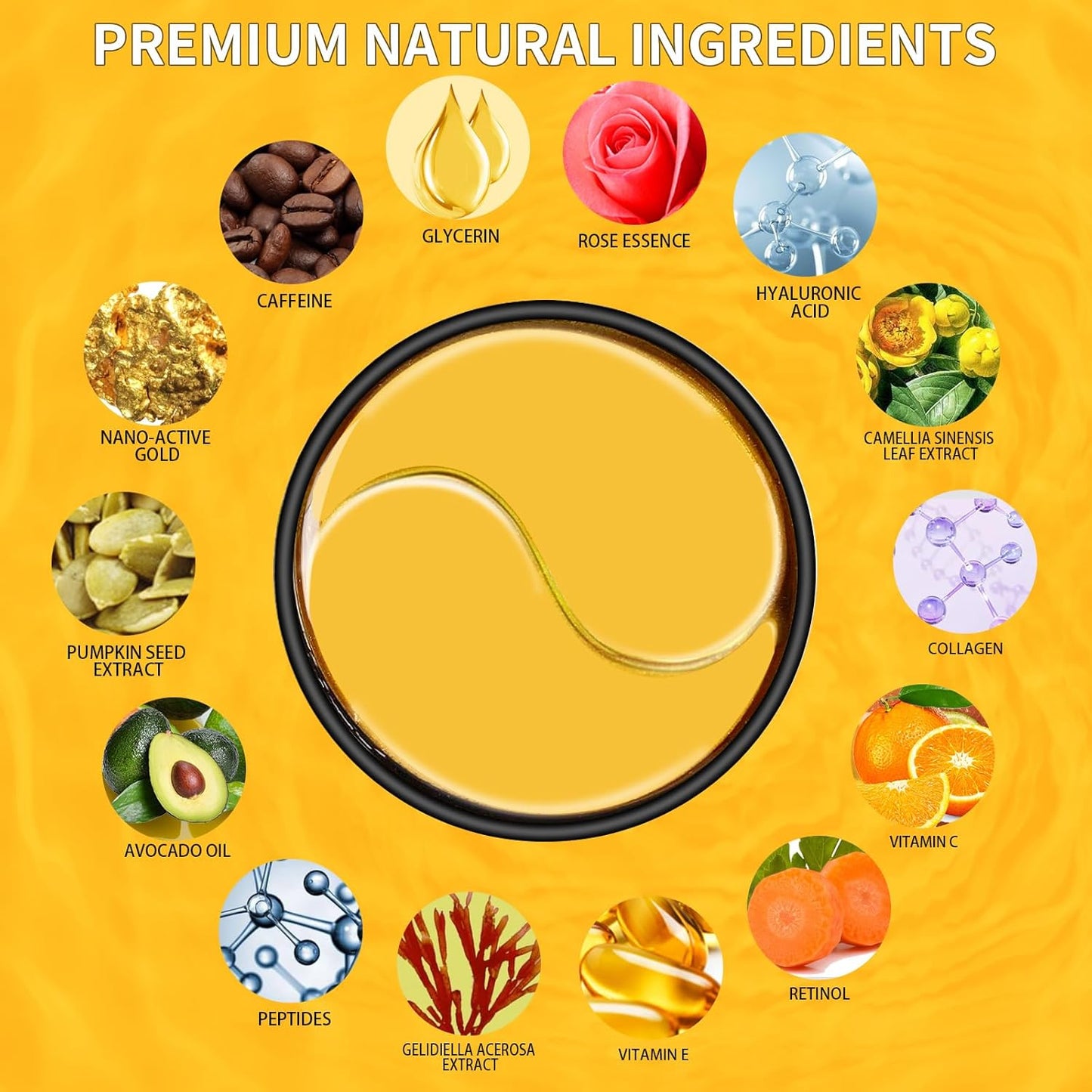 24K Gold Eye Masks for Dark Circles and Puffiness 66PCS, Under Eye Patches for Puffy Eyes Treatment, Under Eye Mask w/Caffeine, Hyaluronic Acid, Peptides for Eye Bags Treatment, Eye Mask Skincare