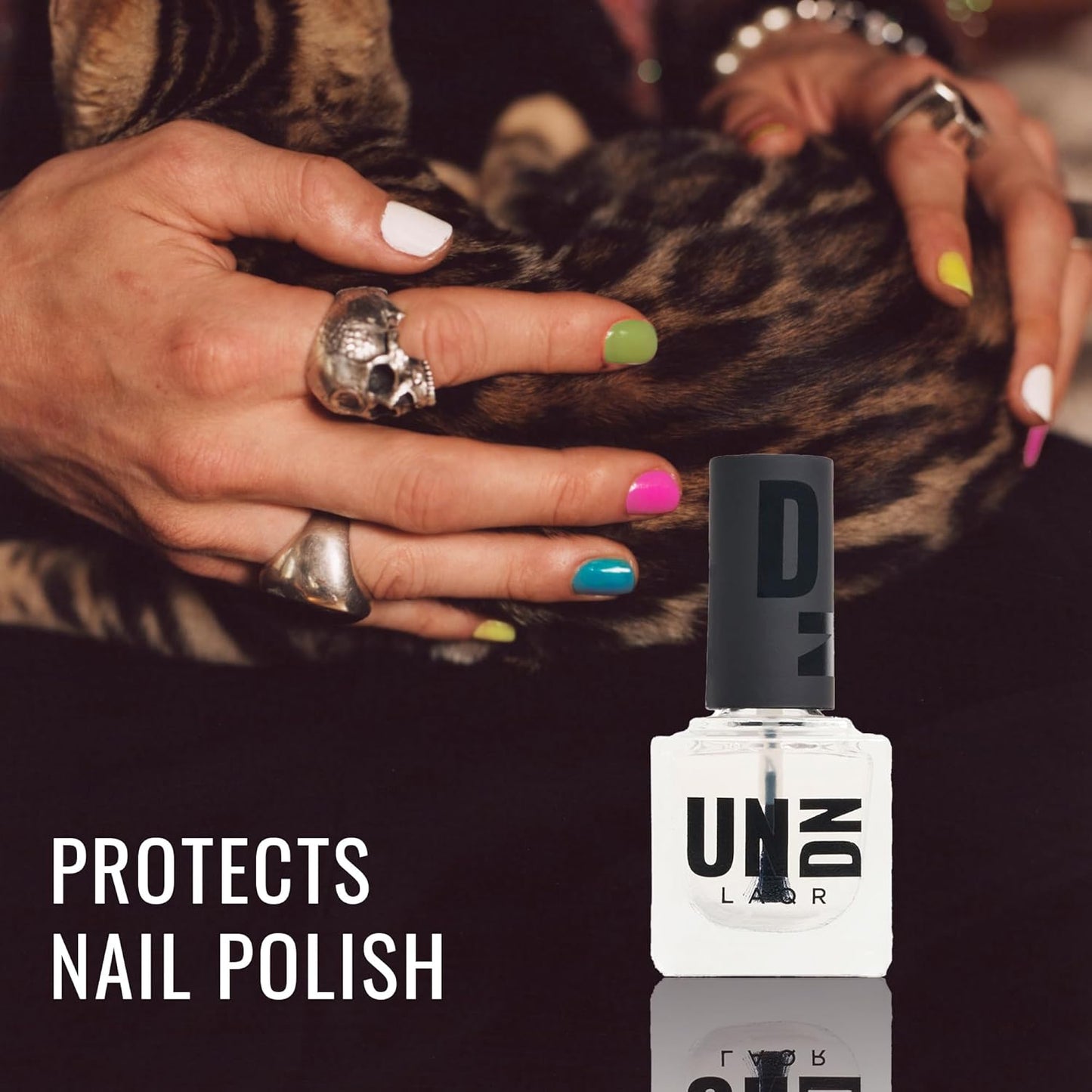 UNDN Vegan Nail Polish - Gloss Top and Bottom Coat - Clear Base Coat and Top Coat Nail Polish - Long Lasting, Cruelty Free Fingernail Polish - 0.5 oz