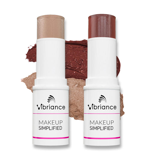 Vibriance Blush and Highlighter Bundle - Cream Blush Stick and Highlighter Stick - All-in-One for Cheeks, Lips, Eyes, Mature Skin - Makeup Simplified | alldaygood beauty