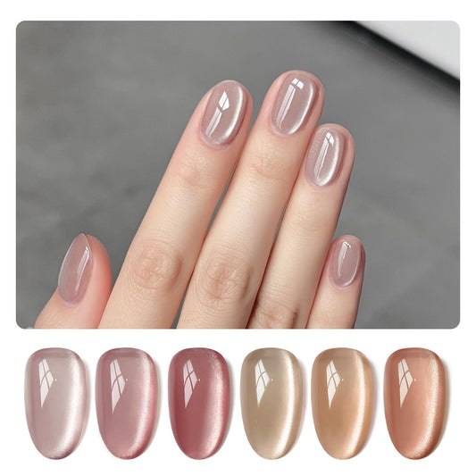 GAOY Jelly Pink Silver Cat Eye Gel Nail Polish Set with Magnet for Holographic Glitter Cat Eye, Salon Gel Manicure and Nail Art DIY at Home | alldaygood beauty