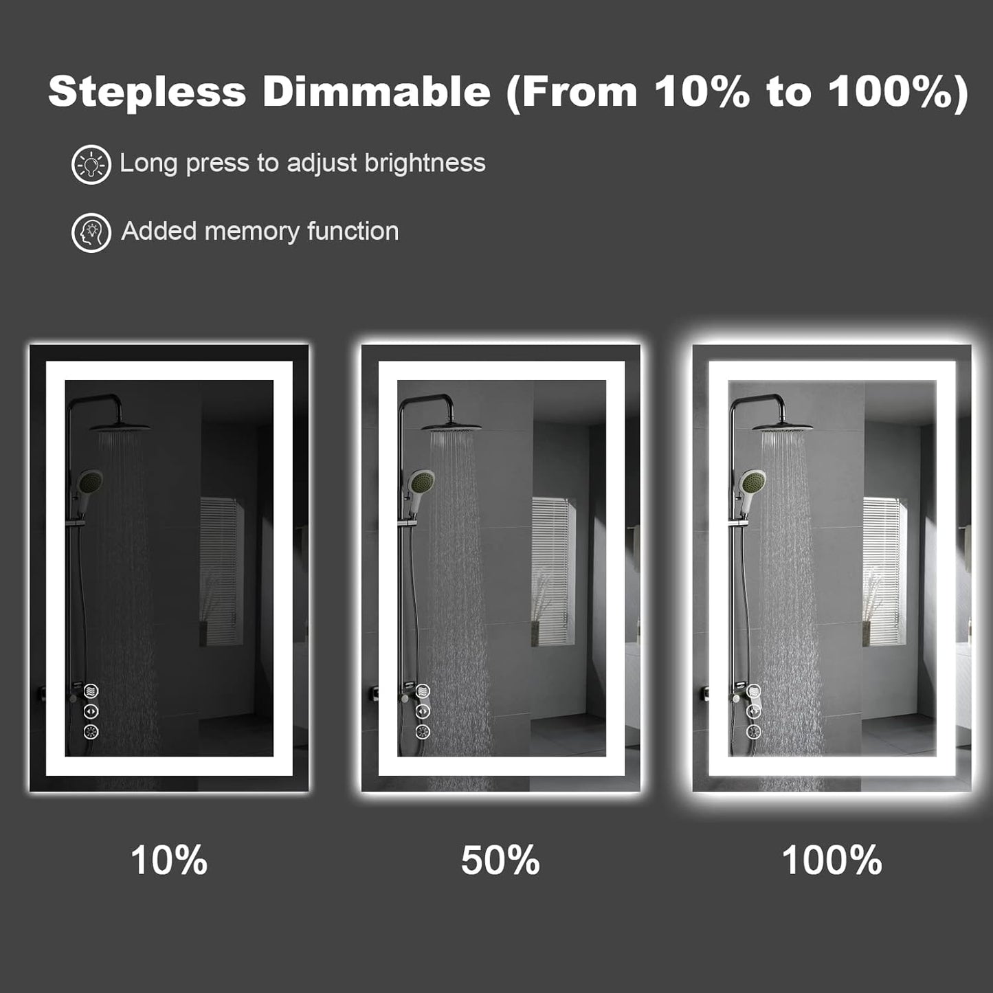 Amorho LED Bathroom Mirror 72" X36" with Front Light and Backlit, Large Wall Mirrors with Anti-Fog, Dimmable, Shatter-Proof, Memory, 3 Colors, Mountable LED Vanity Mirror