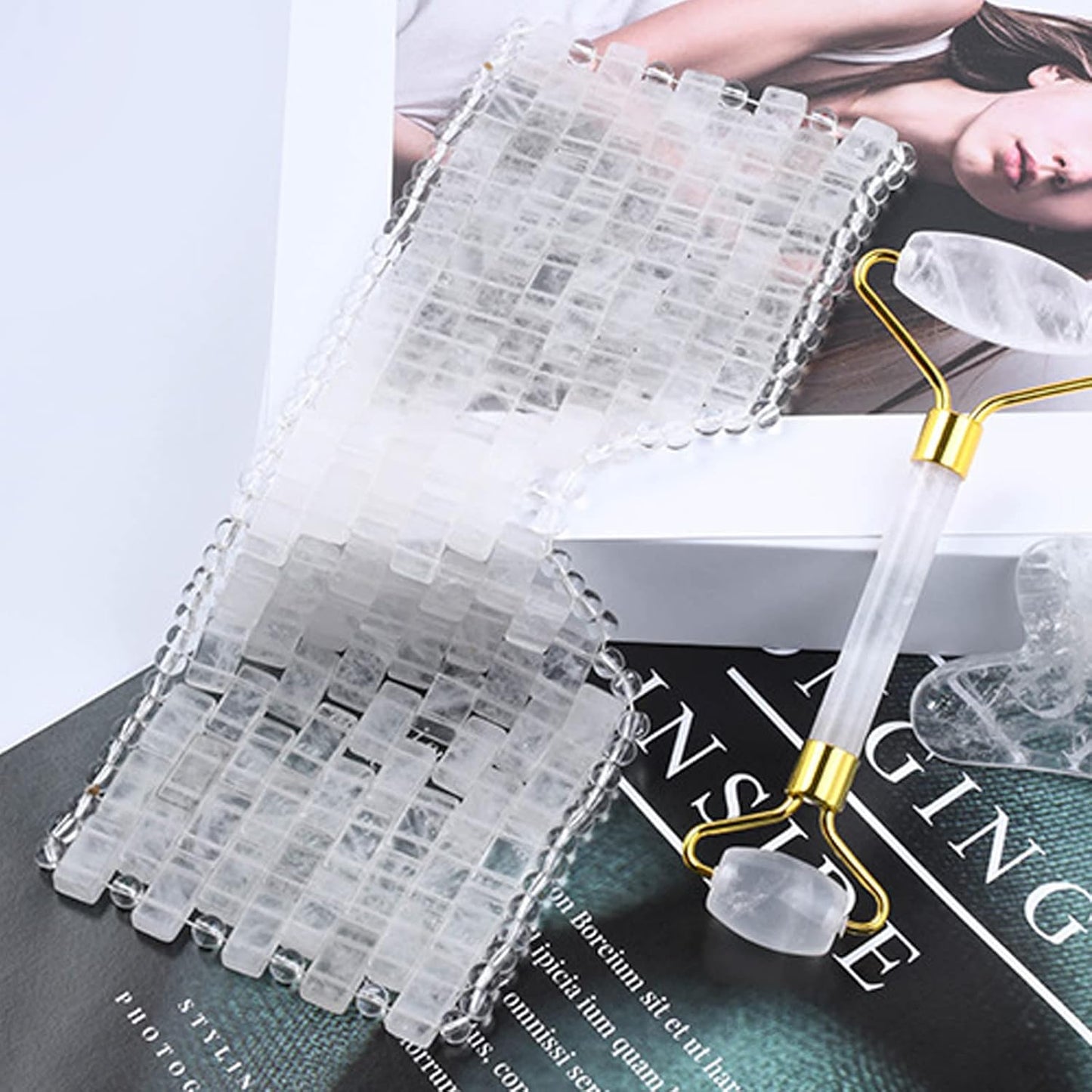 Jade Eye Mask Clear Quartz Cooling Jade Sleep Eye Mask 100% All Natural Soothe Stone Eye Mask