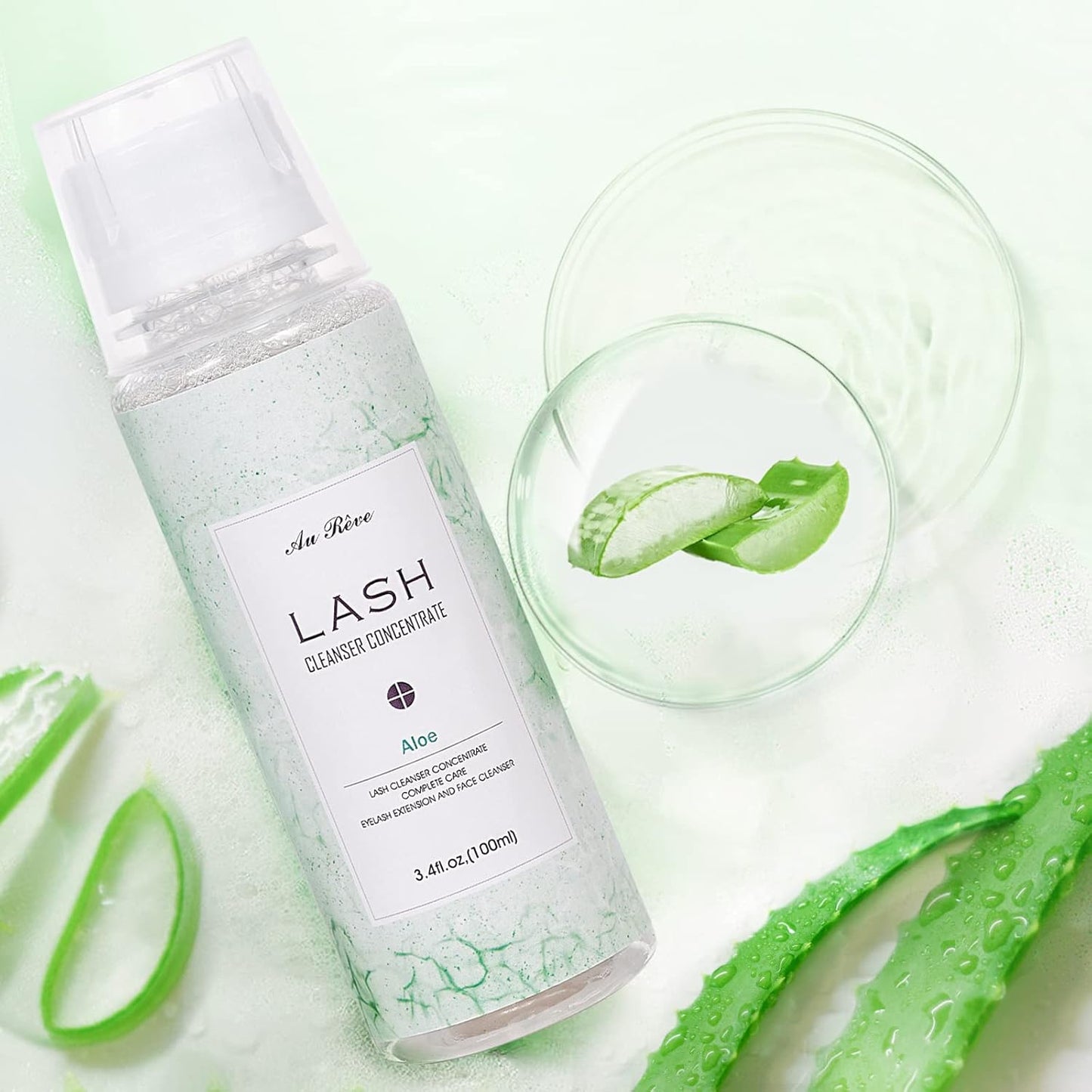 Eyelash Cleanser Concentrate 100ml Lash Extension Shampoo Oil-Free Eyelash Extension Shampoo with Salon Home Care -Makes 20 Bottles 60ml Lash Shampoo, Aloe