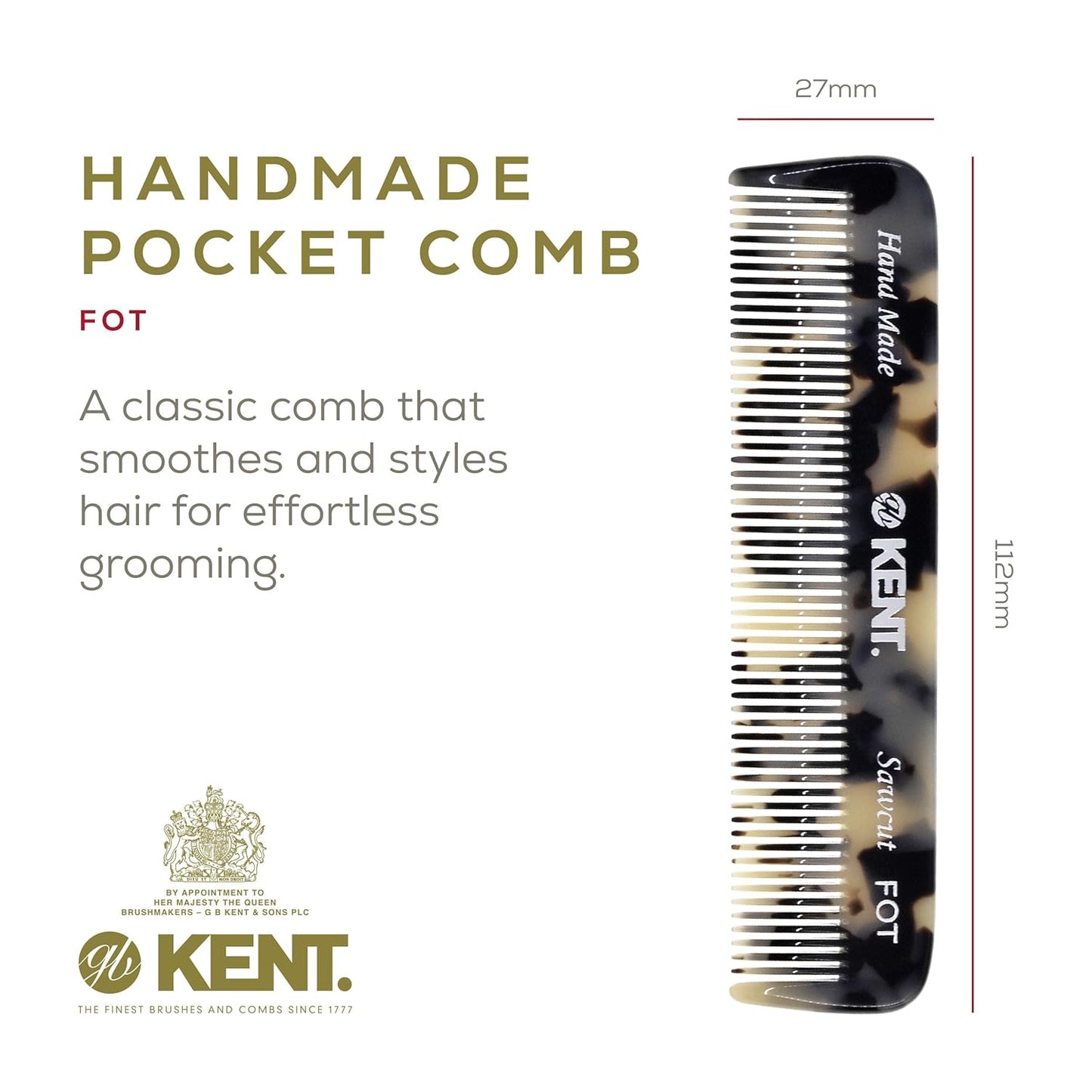 Kent FOT TW - 81T TW Beard Comb Set Pocket for Men - Pocket Combs Kit for Men for Travel and Home, Mustache Comb for Mens, Mini Beard Set for Mens Grooming, Handmade Combs Grooming Set