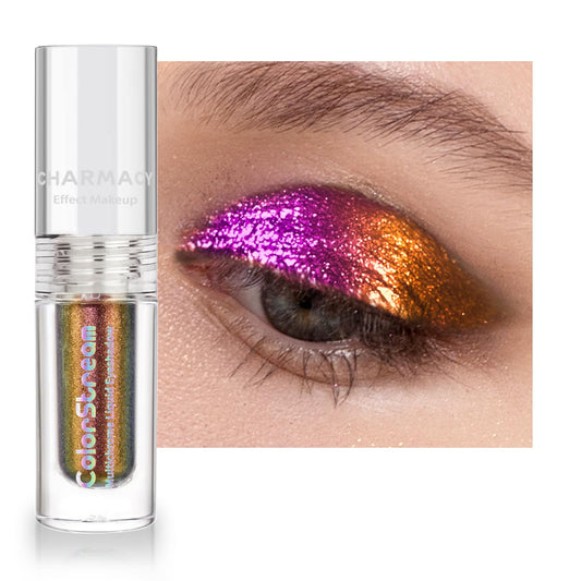 CHARMACY Liquid Duochrome Eyeshadow, Multi-Dimensional Eye Looks, Long Lasting Glitter Eye Shadow Sets Metallic Pigments, Quick Drying, Sparkling Shiny Eye Makeup for Beginners, 1.6g (#19) | alldaygood beauty