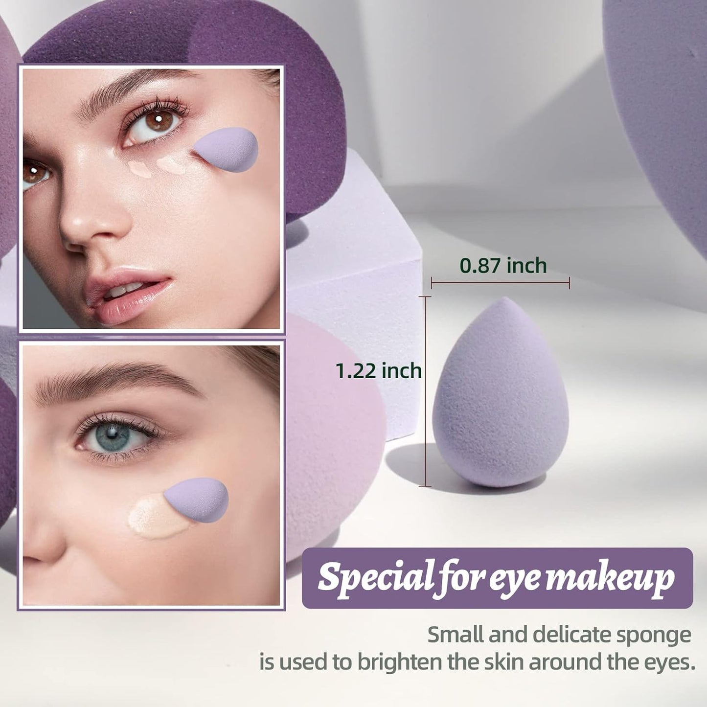 Makeup Sponge Set BS-MALL Blender Sponges 7 Pcs for Liquid, Cream, and Powder, Multi-colored with 1 Mini Makeup Sponge Pink (B-Purple)