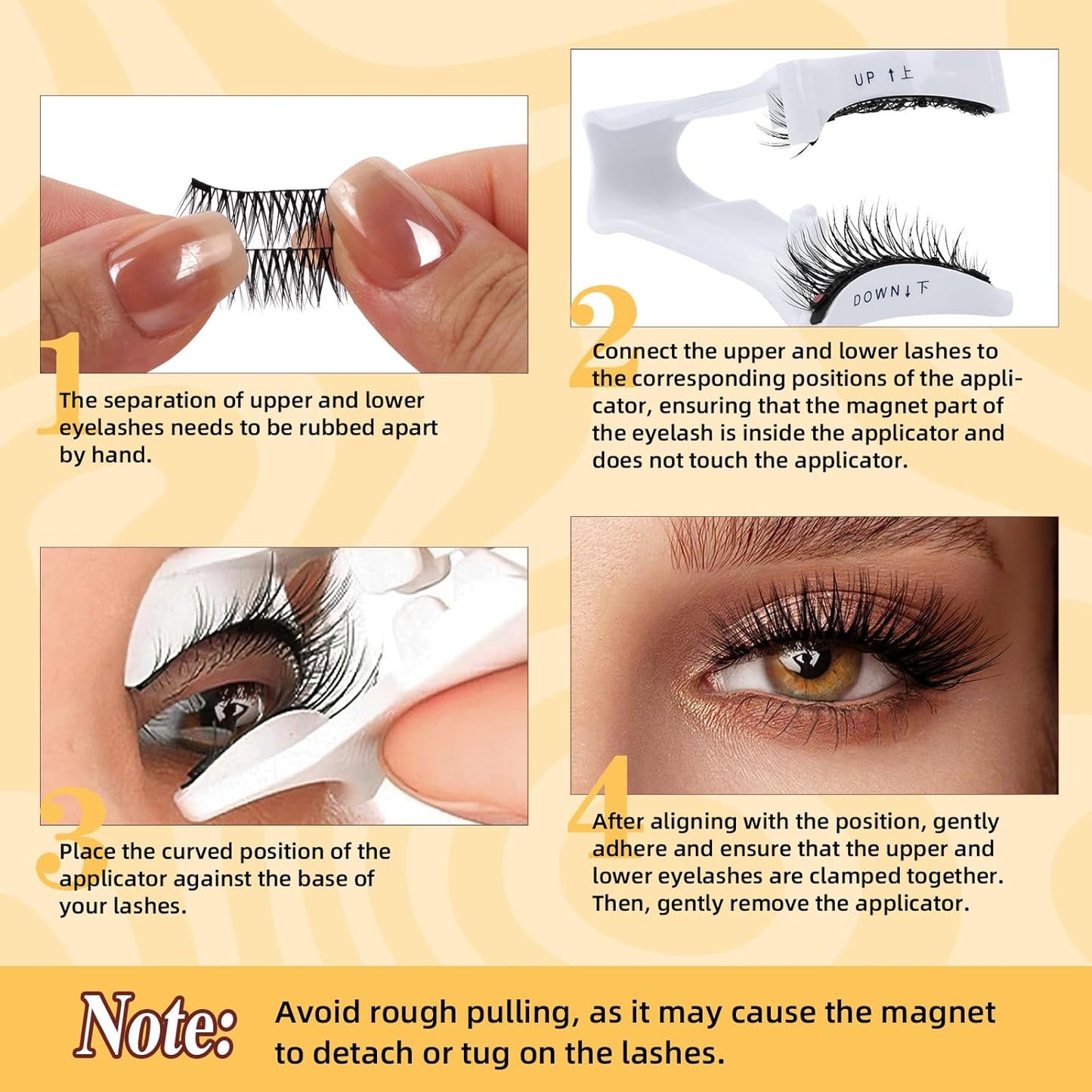 QUEWEL Magnetic Eyelashes, Reusable No Glue Needed Magnetic Eyelashes Kit with Applicator Lash Clusters Kit without Eyeliner Easy to Wear and Remove (G-YC01)