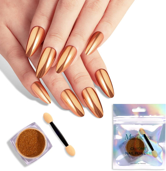 MelodySusie Champagne Chrome Nail Powder for Gel Nails,Metallic Mirror Effect Pigment Stylish and Technological Fine Glitter for Home DIY Salon Use | alldaygood beauty