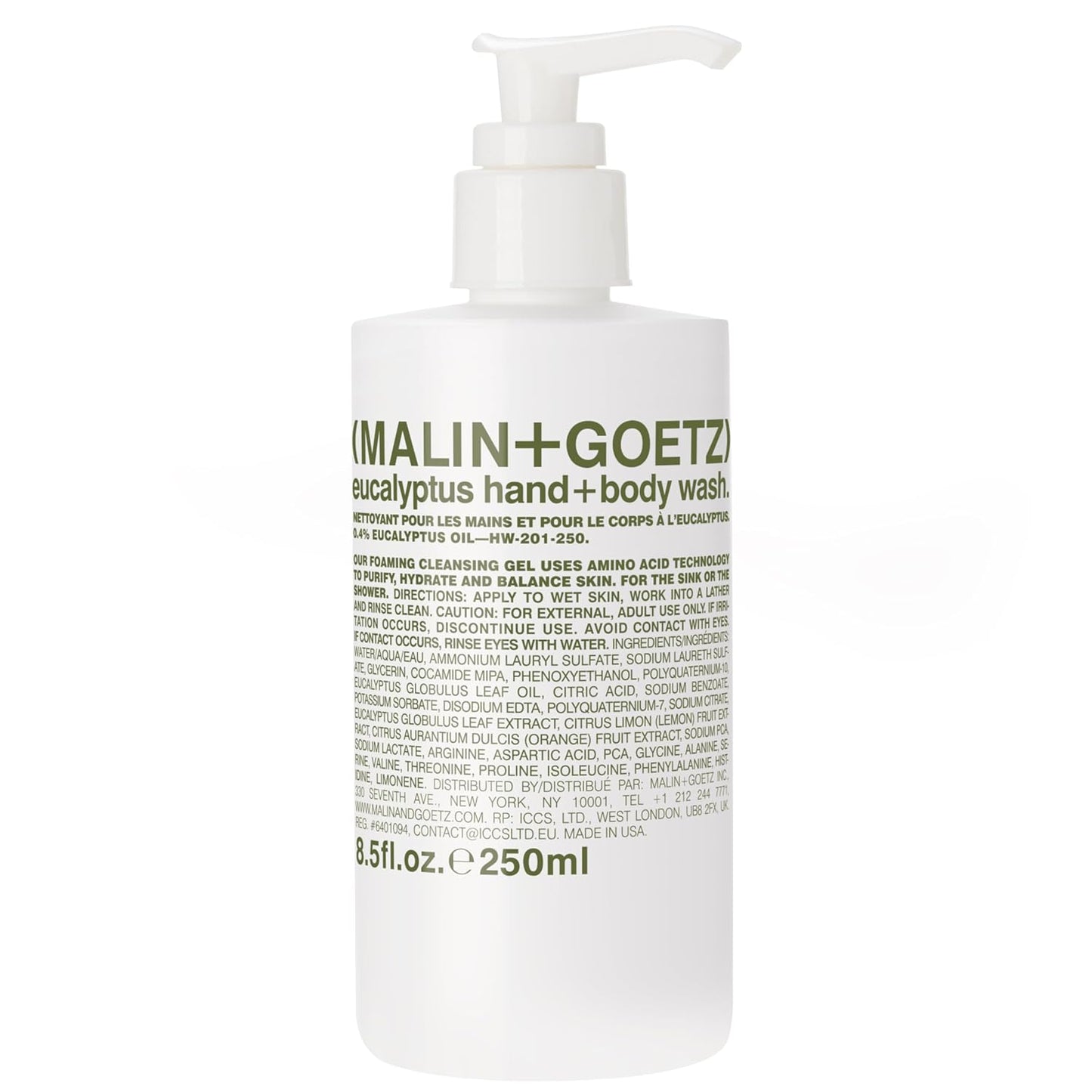 MALIN+GOETZ Eucalyptus Hand + Body Wash – natural hydrating soap,cleansing and purifying for all skin types, prevents stripping or irritation on sensitive skin. Cruelty-free. 8.5 fl oz