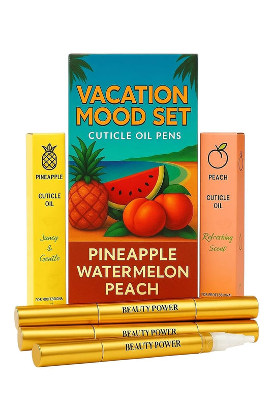 Cuticle Oil Pen Vacation Mood Set of 3 - Pineapple, Peach, Watermelon Scents | alldaygood beauty