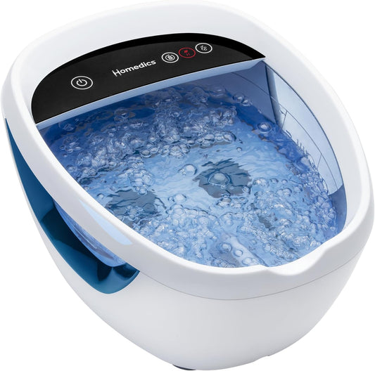 HoMedics Shiatsu Bliss Footbath with Heat Boost, Foot Spa Massager, Deep Kneading Pedicure Tub, Vibrating Bubbles with Soothing Heat, Portable at-Home Spa