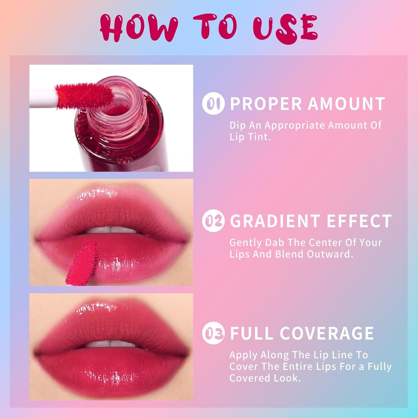 Lip Tint Stain, Long Lasting Korean Lip Stain Set, Non-sticky Waterproof Lightweight Lip and Cheek Tint, Moisturizing High Pigment Water Tint, Matte Finish Lip Tint