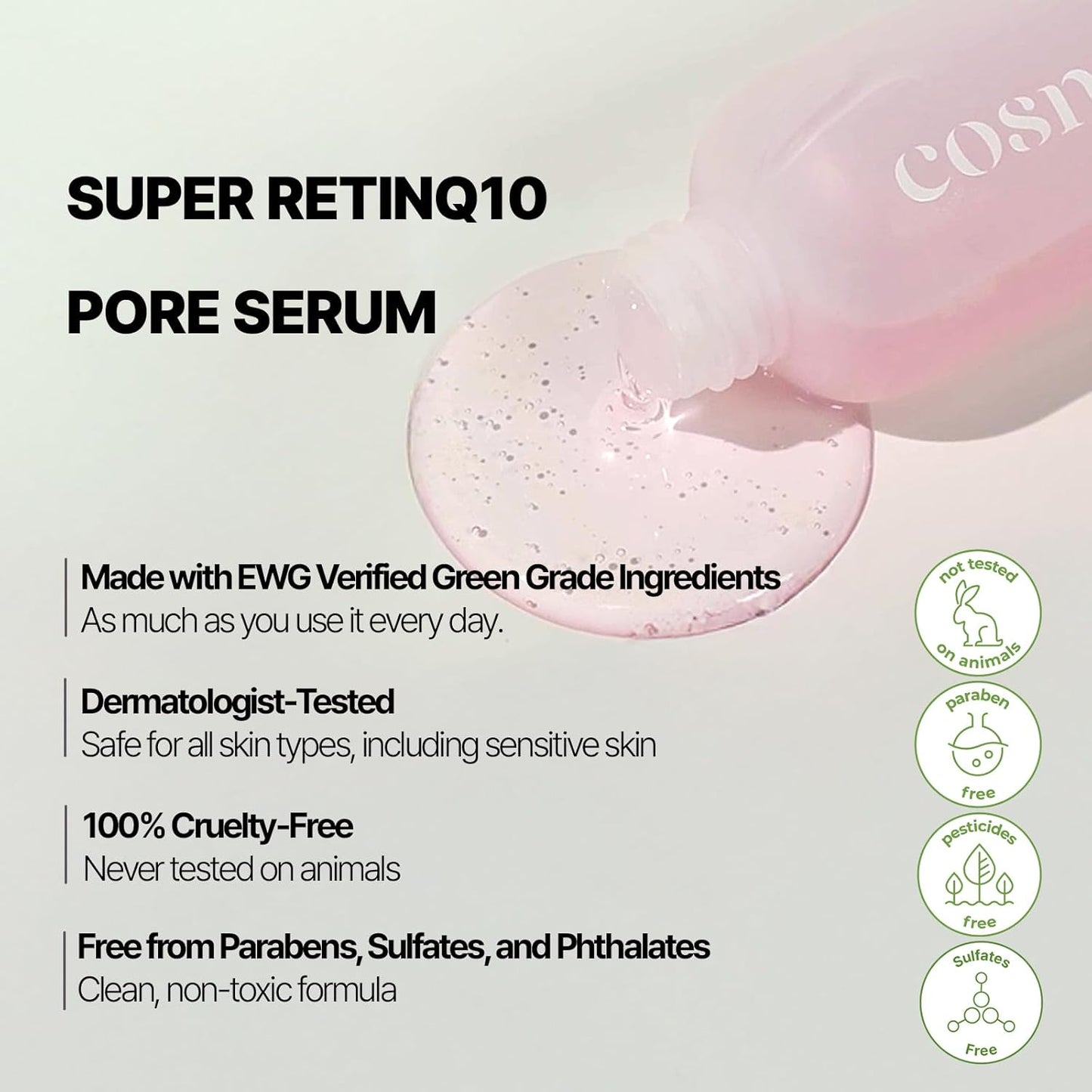 COSNOLOGY Retinol Anti-aging Serum with Coenzyme Q10,EGF,Pore Minimizing,Wrinkle Reduction,Centella Extract for Skin Soothing & Hydration | Clean Beauty, 2.70 fl.oz(80ml) | Korean Skincare