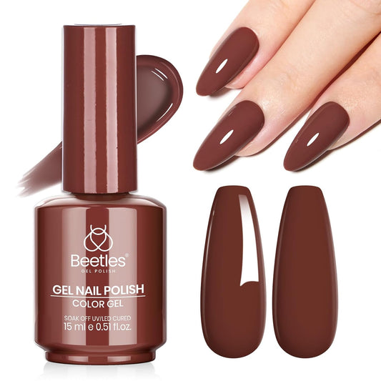 beetles Brown Gel Polish - Cocoa Luxe Brown Color Gel Polish, 15ML Soak Off Nail Art Manicure Salon DIY Uv Lamp Nail Design Decoration at Home | alldaygood beauty