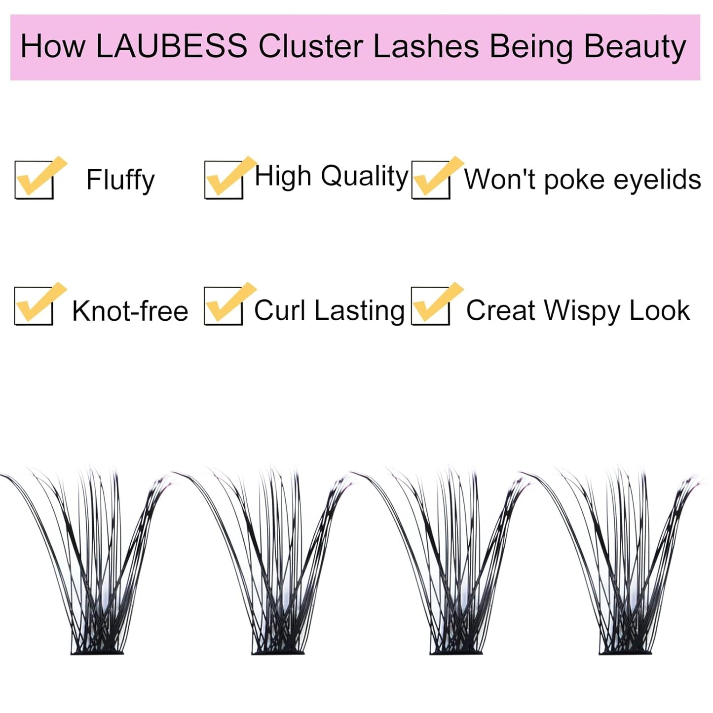 Eyelash Clusters LAUBESS Lash Clusters Individual Lashes Cluster Eyelash Extensions DIY at Home Waterproof Cluster Lashes (40D-D-13)