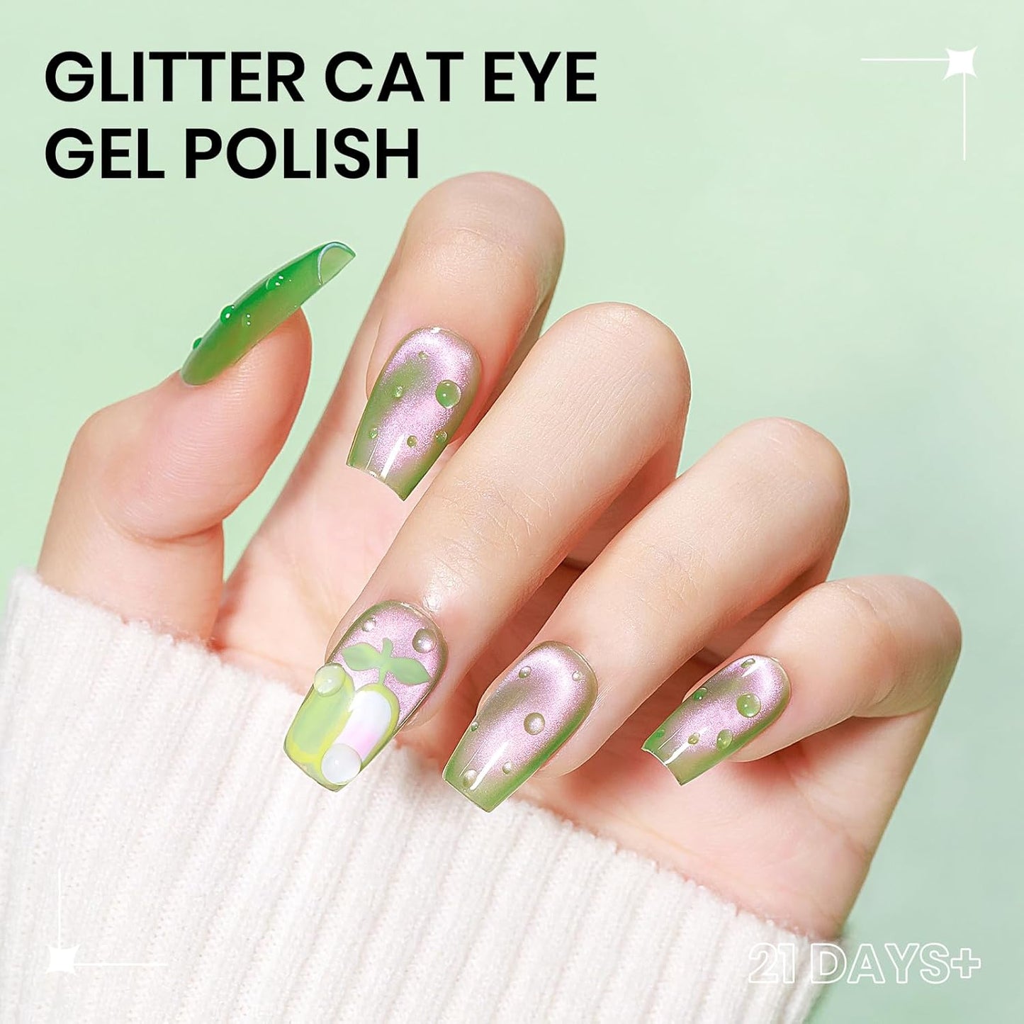 Cat Magnetic Eye Gel Nail Polish 12 Colors Shimmer Glitter Cat Eye Gel Polish Fruit Colors Cateye Manicure Gift Soak Off Lamp Salon DIY at Home(Purple Green Blue)