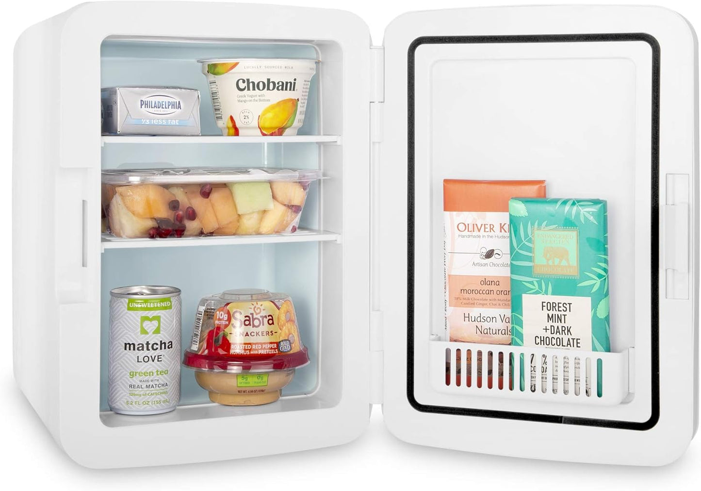 Cooluli 10L Mini Fridge for Bedroom - Car, Office Desk & College Dorm Room - 12v Portable Cooler & Warmer for Food, Drinks, Skincare, Beauty & Makeup - AC/DC Small Refrigerator with Glass Front, Blue