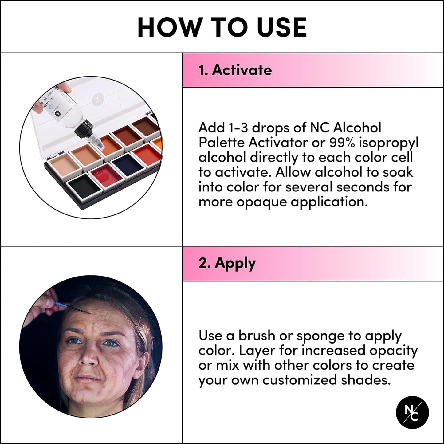 12 Color Dark Flesh Tone Alcohol Activated Makeup Palette for Special Effects - Waterproof Dark Flesh Tone Makeup for Professional Makeup Artists