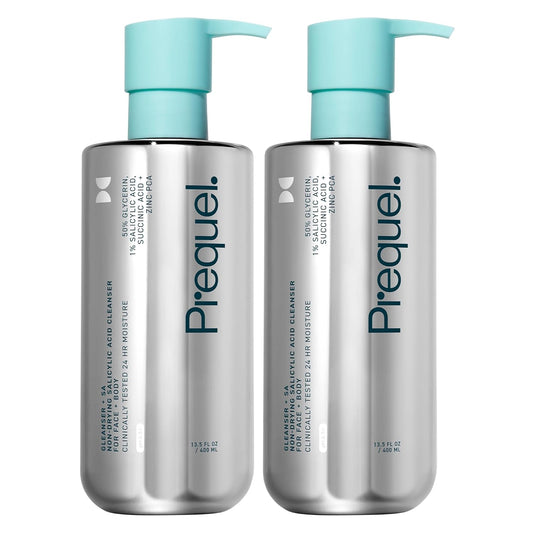 Skin Gleanser SA, Moisturizing Glycerin Face Wash,1% Salicylic Acid Face Cleanser, Unscented and Combination Skin Face Soap, 13.5 ounce (each) Pump Bottles - 6.75 fluid ounce (Pack of 2) | alldaygood beauty