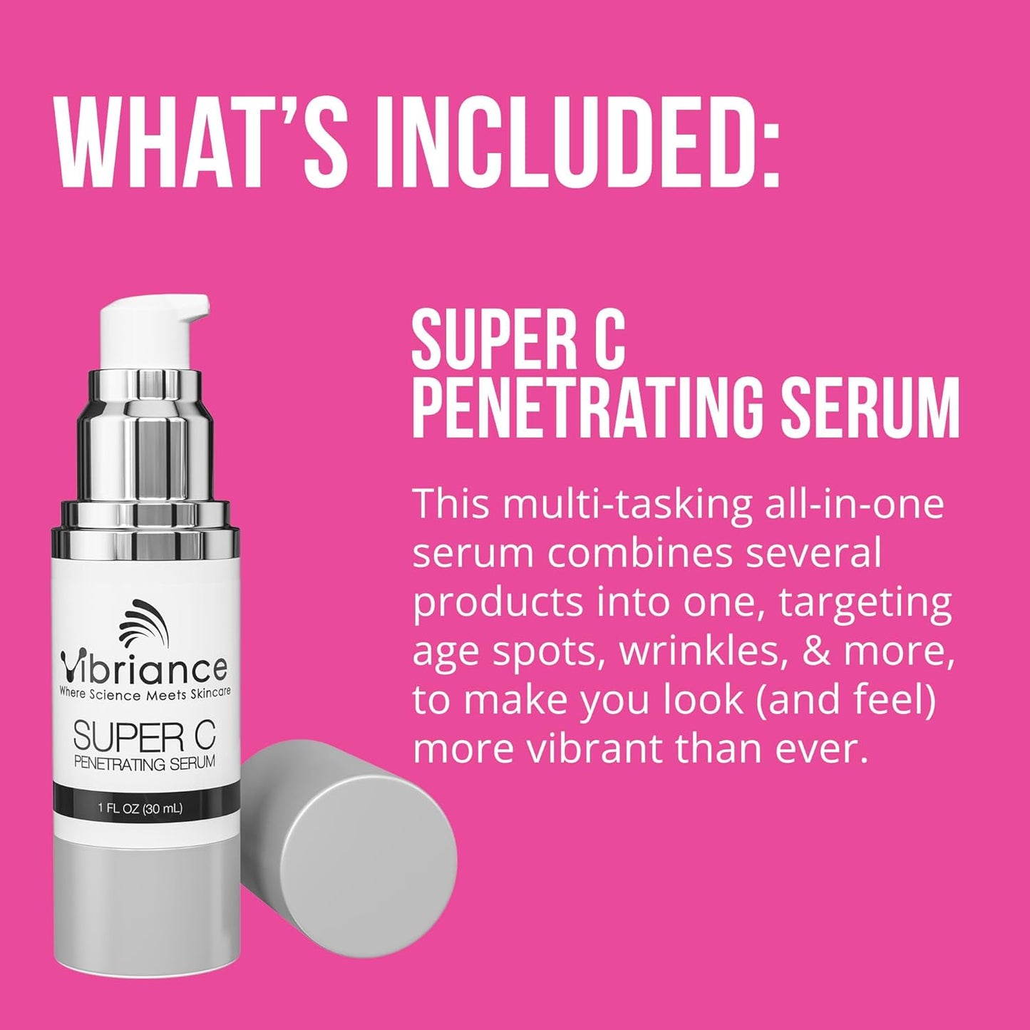 Vibriance Premium Skincare Bundle | Super C All-in-One Serum, Face Cleanser, Moisturizing Cream, Sheer Zinc Sunscreen SPF 50, Age Defying Body Creme - Heal, Hydrate, Protect, Rejuvenate