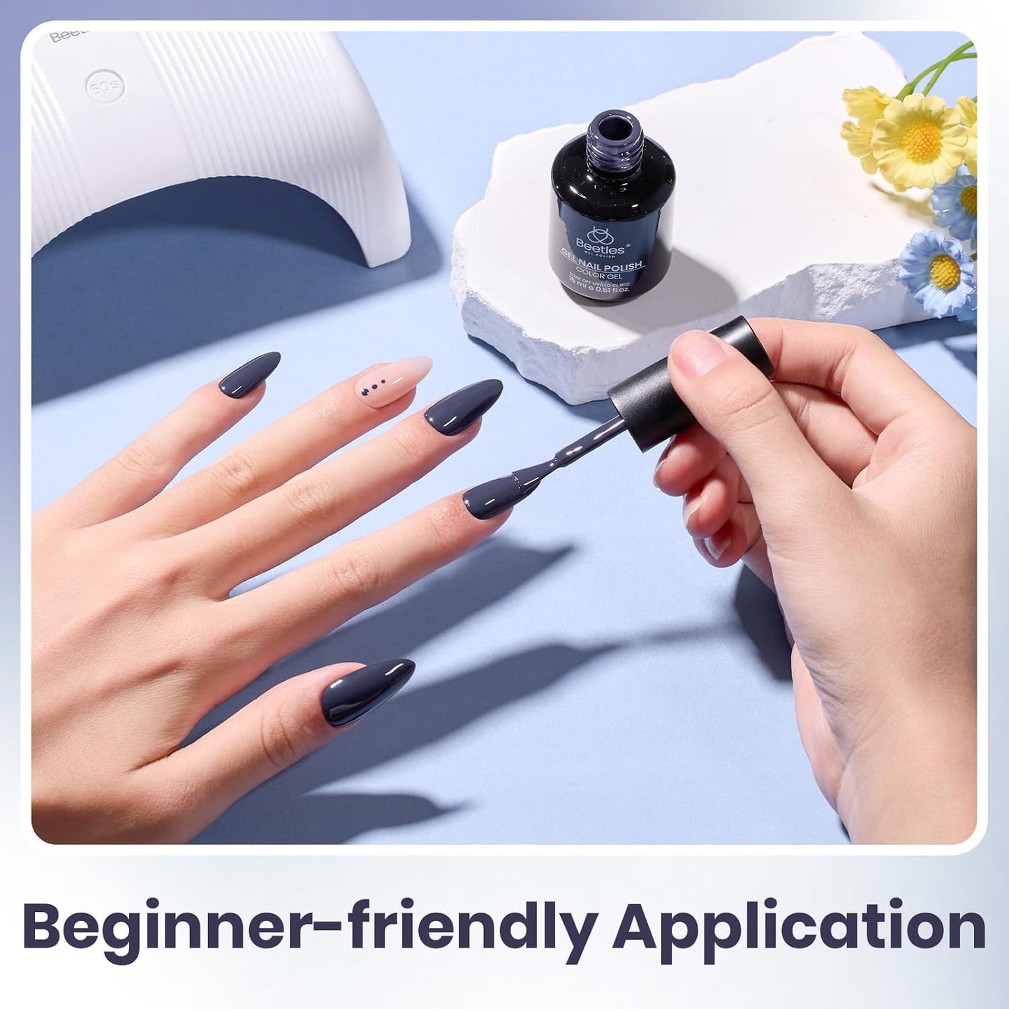 beetles Navy Blue Gel Polish - 15ML Crown Blue Borealis Gel Polish Soak Off Nail Art Manicure Salon DIY Uv Lamp Nail Design Decoration at Home