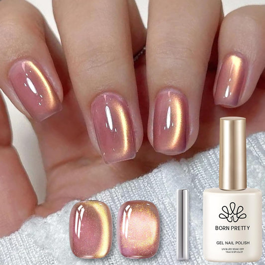 BORN PRETTY Cat Magnetic Eye Gel Nail Polish,Violet haze Jelly Glass Magnetic Gel Polish,Glitter Soak Off Nail Art Salon Manicure Home Gift 15ml | alldaygood beauty